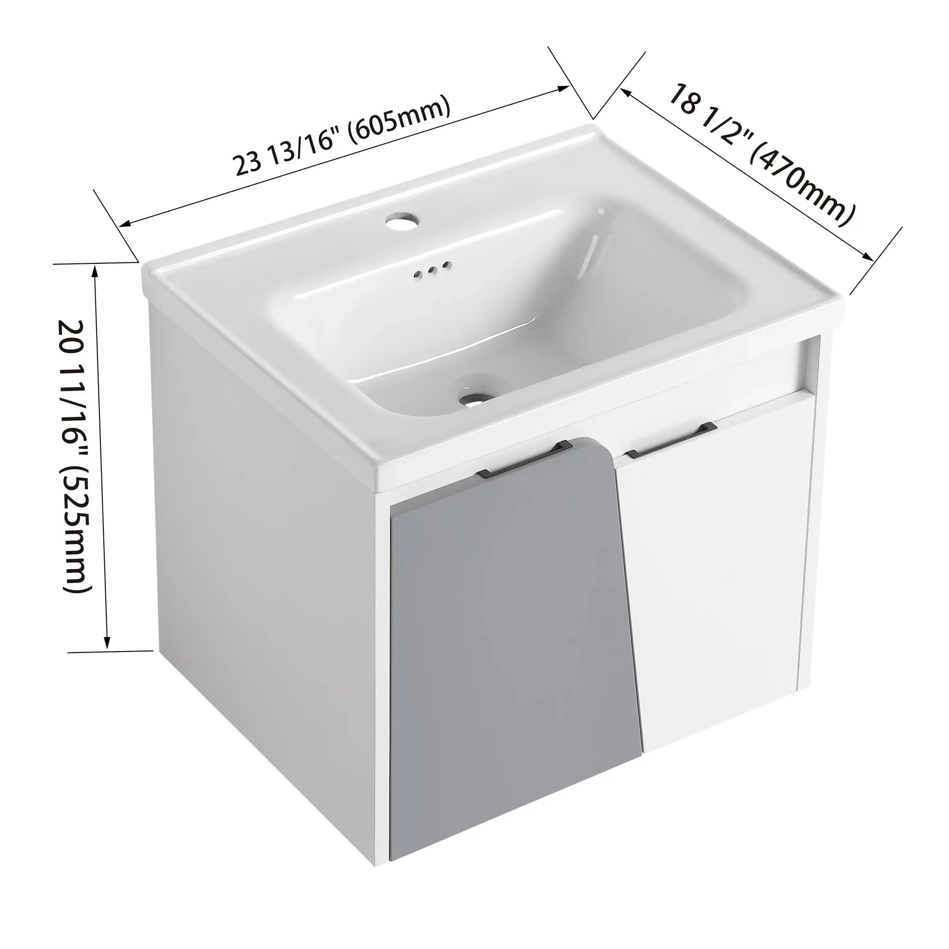 Compact 24 Inch Wall-Mounted Bathroom Vanity with Sink – Ideal for Small Spaces size: 24 X 19