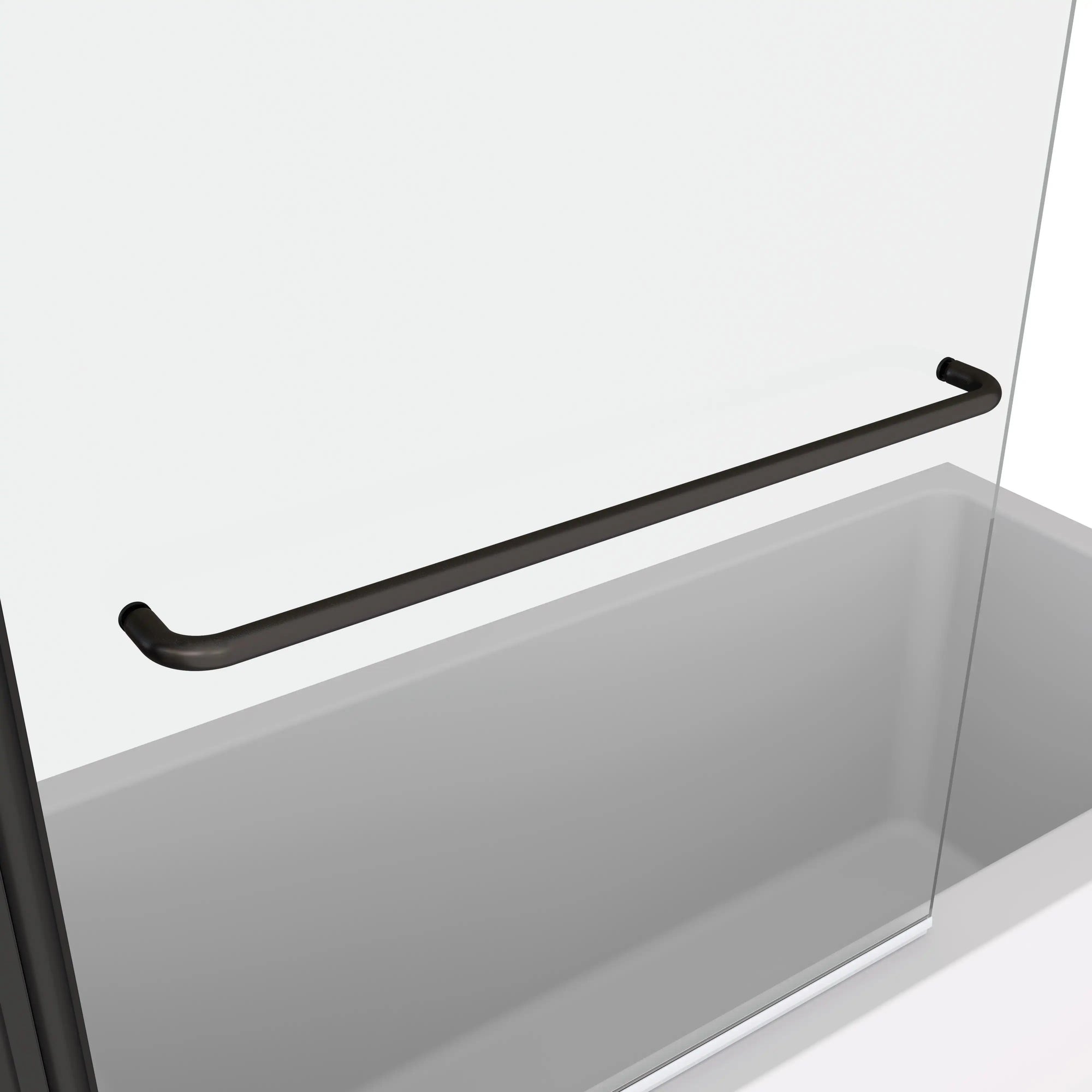 34 x 58 bathtub half glass door with stainless steel towel-bar handle | Ace Decor