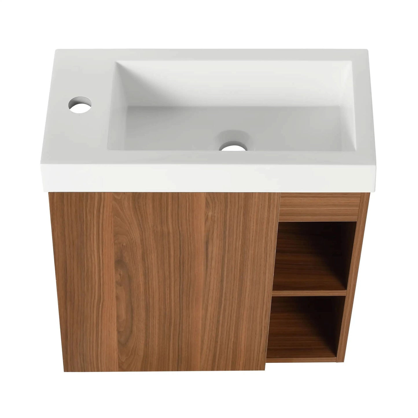 20" Floating Wall-Mounted Bathroom Vanity with White Resin Sink & Soft-Close Door color: Walnut