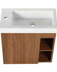 20" Floating Wall-Mounted Bathroom Vanity with White Resin Sink & Soft-Close Door color: Walnut