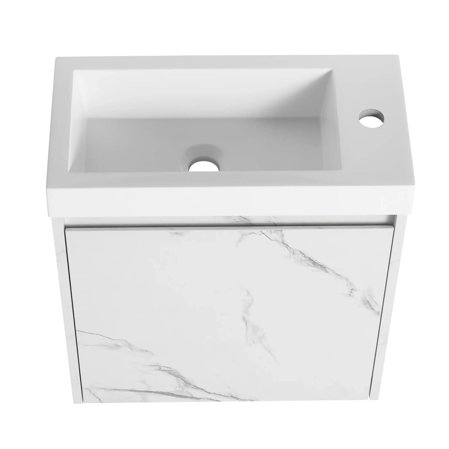 20" Floating Wall-Mounted Bathroom Vanity with White Resin Sink & Soft-Close Door color: White