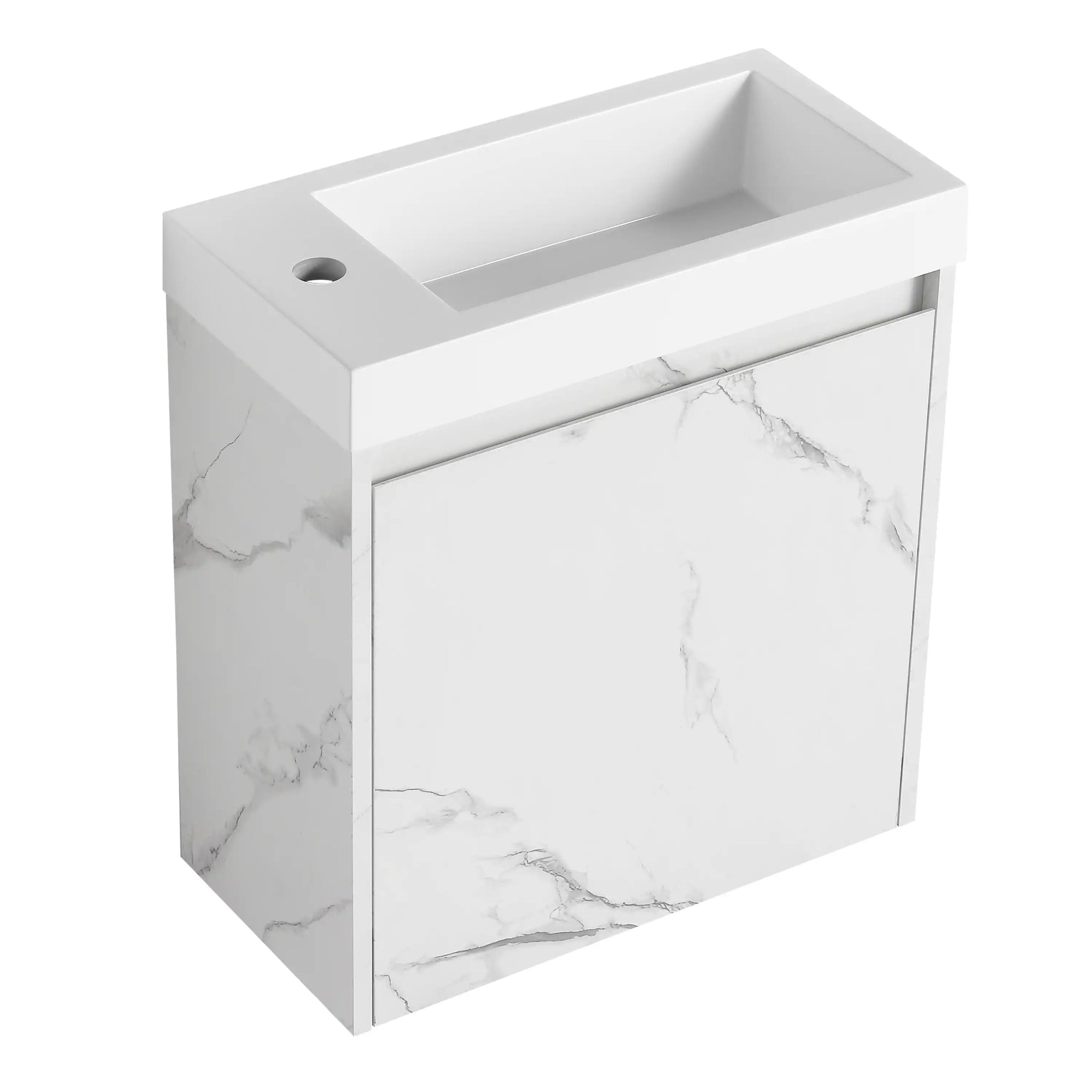 20 inch bathroom vanity with sink marble white front view | Ace Decor
