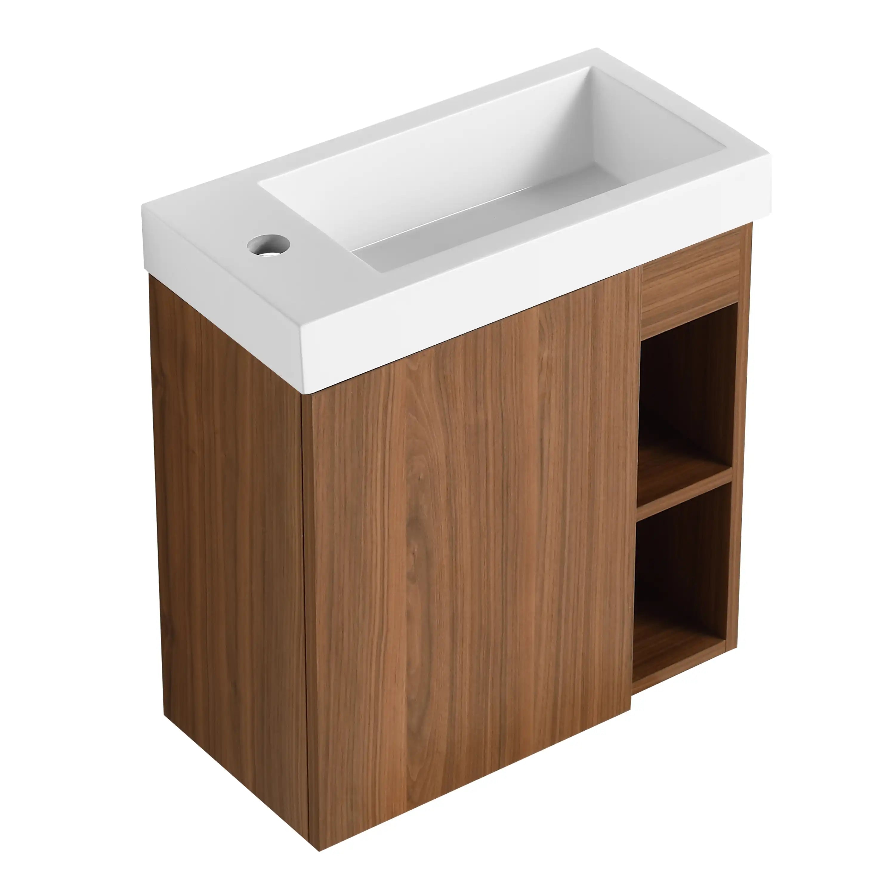 20 inch modern bathroom vanity small with integrated resin sink and compact wall-mounted design.