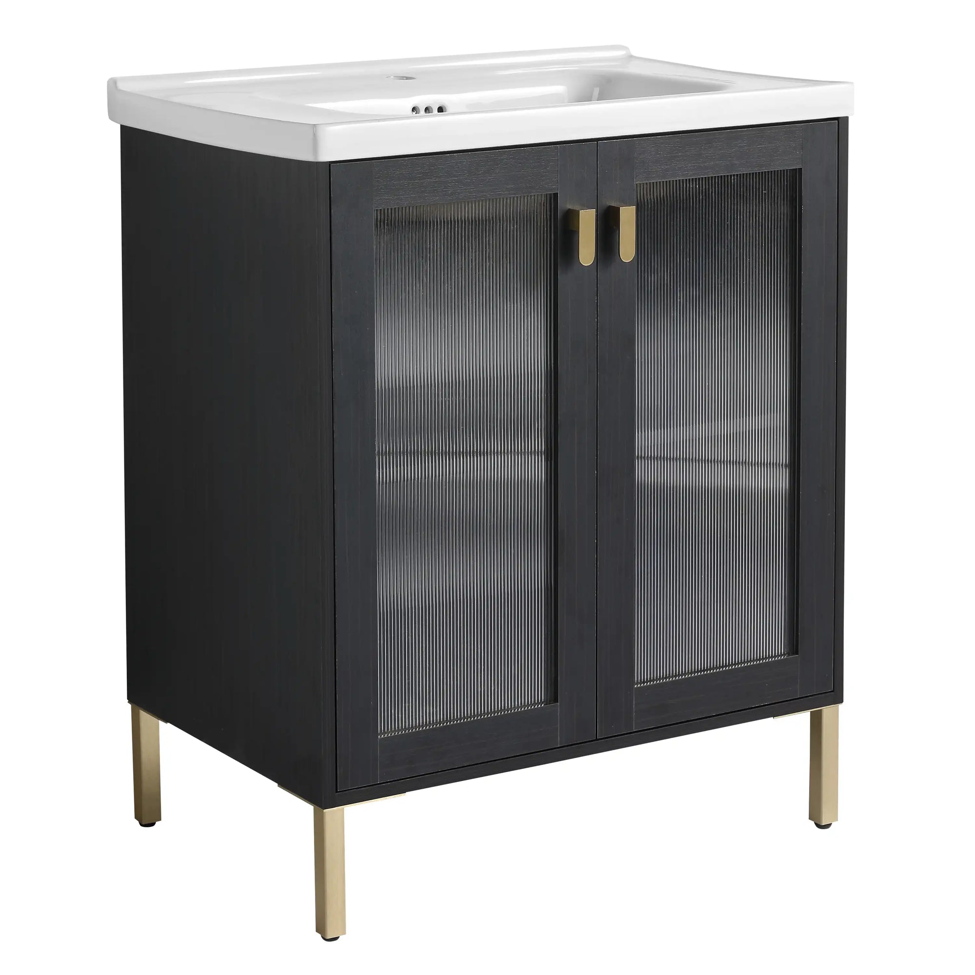 28" freestanding bathroom vanity with sink front angled view | Ace Decor