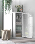 bathroom cabinet with glass door mdf board color:white