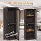 bathroom cabinet with glass door mdf board color:brown