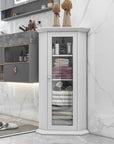 bathroom cabinet with glass door mdf board color:white