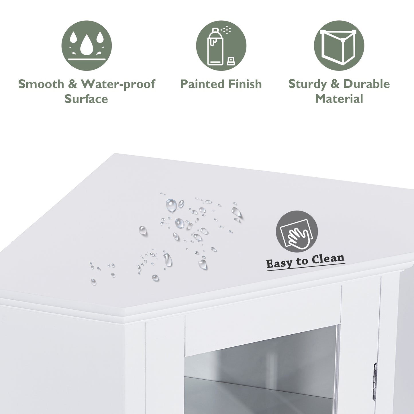 bathroom cabinet with glass door mdf board color:white