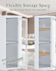 bathroom cabinet with glass door mdf board color:white