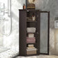 bathroom cabinet with glass door mdf board color:brown