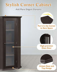 bathroom cabinet with glass door mdf board color:brown