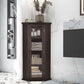 bathroom cabinet with glass door mdf board color:brown