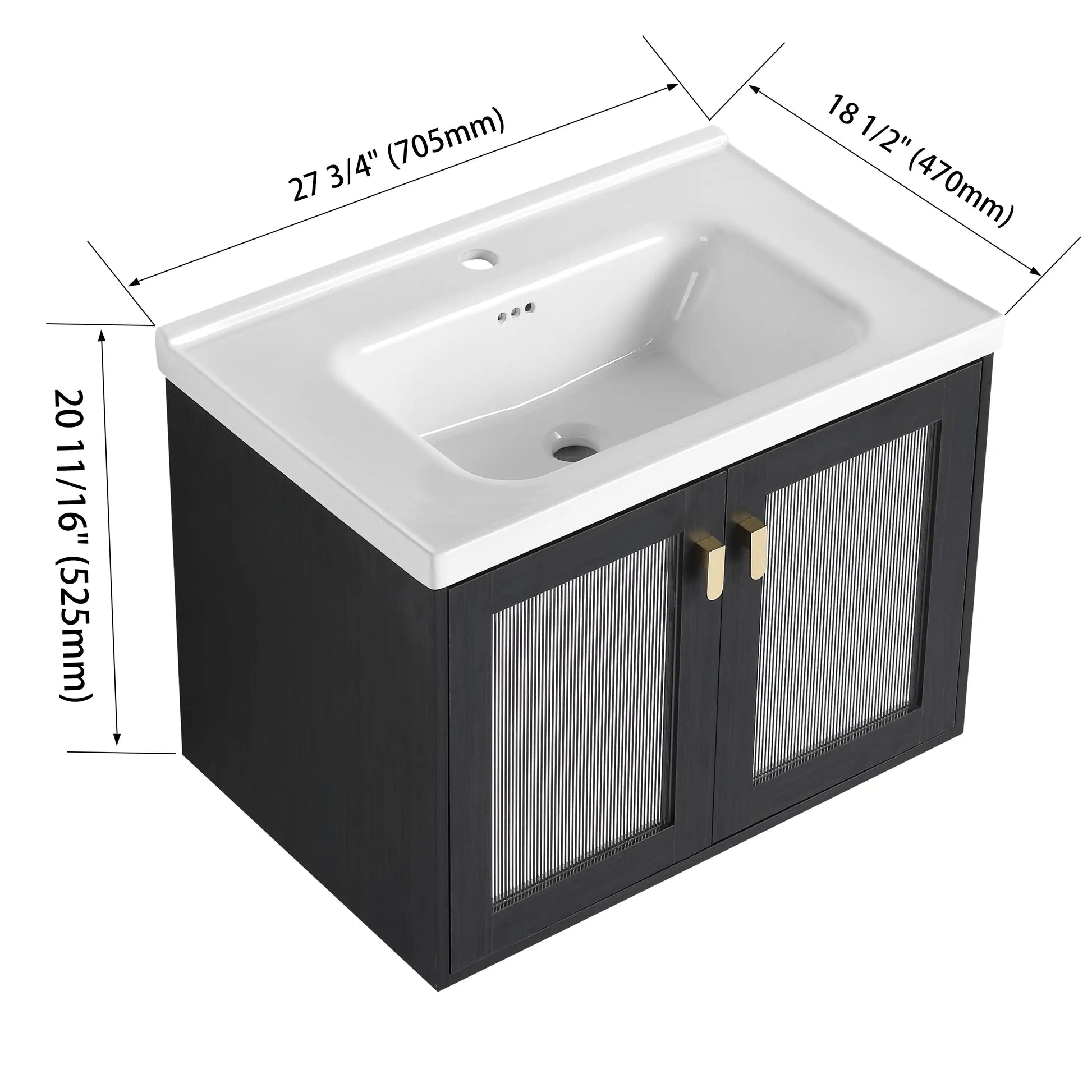 28" Wall-Mounted Bathroom Vanity with Sink - Ideal for Small Spaces size: 28 X 19 | installation: Wall-mounted