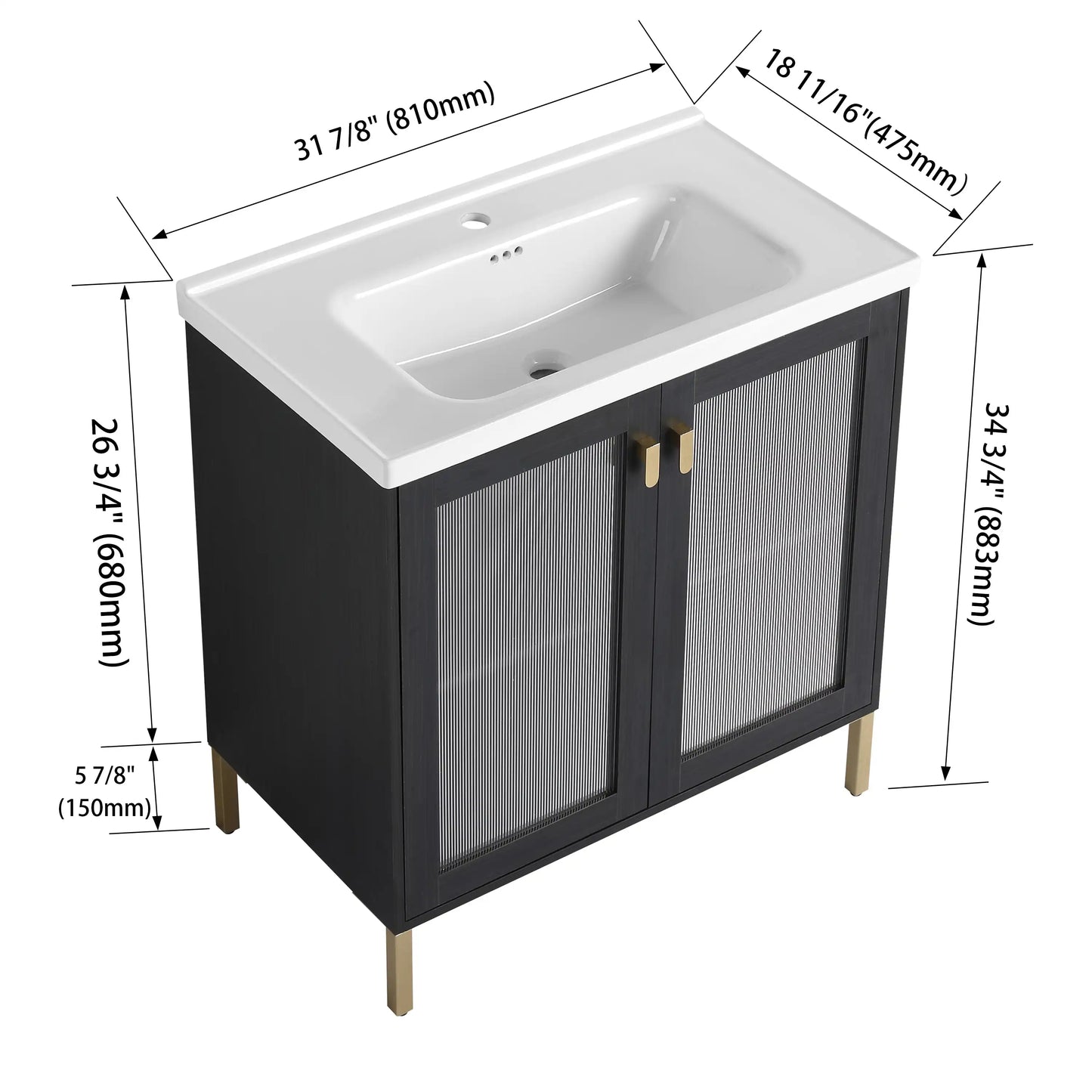 28" Wall-Mounted Bathroom Vanity with Sink - Ideal for Small Spaces size: 32 X 19 | installation: Detached