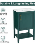 bathroom vanity cabinet open shelf color:green