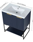 Freestanding Bathroom Vanity with Resin Basin - Modern and Elegant color: Navy Blue