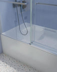 Black Frameless Bypass Bathtub Door 60" X 65" Color:Chrome