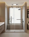 Single Sliding Shower Door Frameless Stainless Steel color:Silver