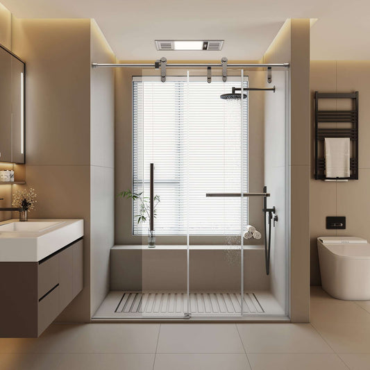 Single Sliding Shower Door Frameless Stainless Steel color:Silver