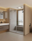 Single Sliding Shower Door Frameless Stainless Steel color:Silver