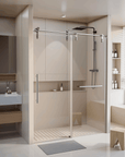 Single Sliding Shower Door Frameless Stainless Steel color:Silver