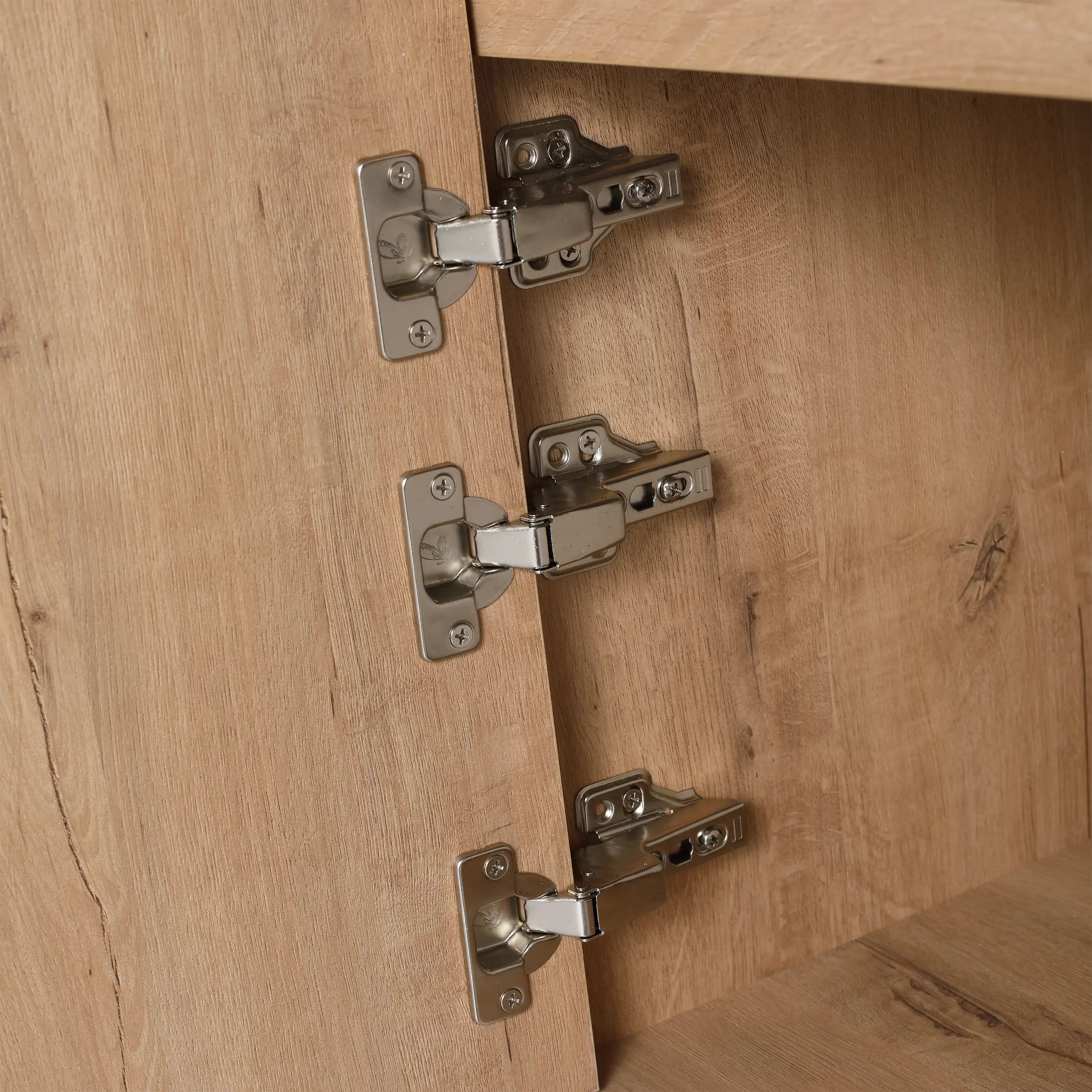 24 / 30 Inch Wood Bathroom Vanity with Integrated Sink, Wall-Mount, Open Storage Shelves