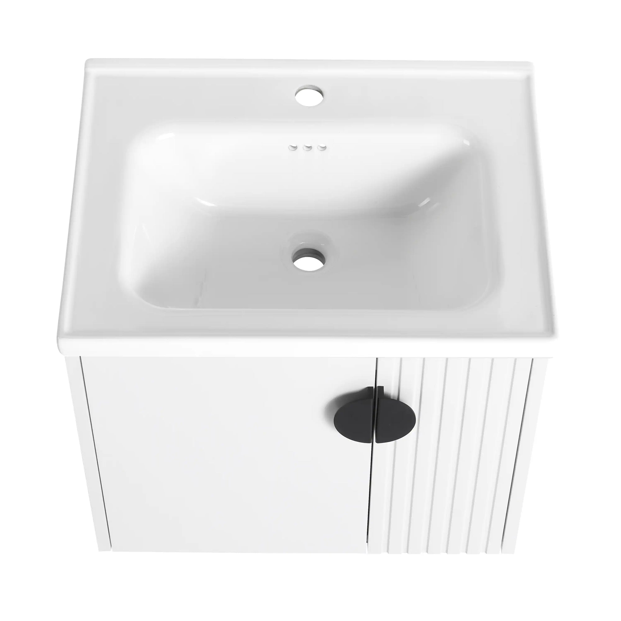 Top view of undermount sink on floating bathroom vanity 24 inch | Ace Decor