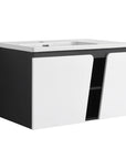 32" wide bathroom vanity with sink, closed cabinet front view in black and white | Ace Decor