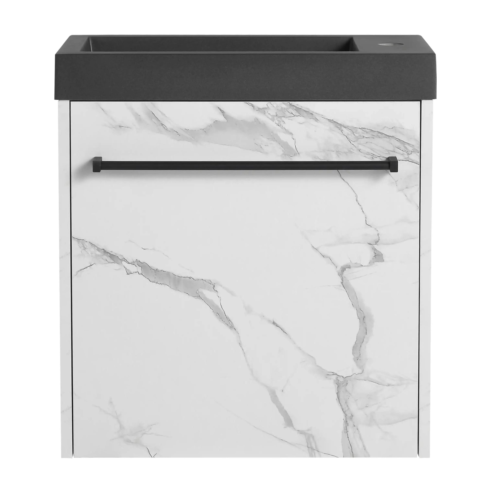 20" Floating Wall-Mounted Bathroom Vanity with White Resin Sink & Soft-Close Door color: White+Black