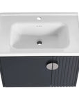 Top view of 28 inch floating bathroom sink vanity with white integrated ceramic sink | Ace Decor