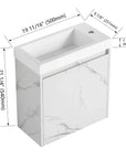 20" Floating Wall-Mounted Bathroom Vanity with White Resin Sink & Soft-Close Door color: White