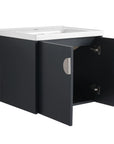 24 inch bathroom black vanity with soft-close doors, angled view | Ace Decor