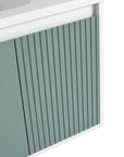 Fluted door detail on mint green 36 bathroom vanity sink | Ace Decor