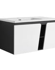 36" wall mounted vanity with sink, front angled closed view | Ace Decor