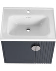 24 inch bathroom black vanity with integrated ceramic sink, top view | Ace Decor
