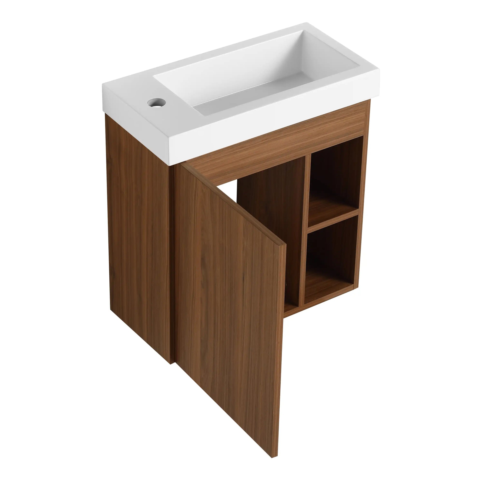 20 inch modern bathroom vanity small with open cabinet door and functional interior storage | Ace Decor