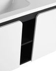 32" wide bathroom vanity with modern geometric cabinet door detail, close-up view | Ace Decor