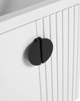 Fluted door detail with black handle on floating bathroom vanity 24 inch | Ace Decor