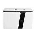 32" wide bathroom vanity with modern geometric cabinet front, front view | Ace Decor