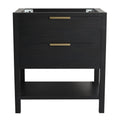 30" black vanity desk without sink, freestanding cabinet with lower open shelf | Ace Decor