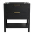 30" black vanity desk without sink, freestanding cabinet with lower open shelf | Ace Decor