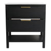 30" Black Chestnut Freestanding Bathroom Vanity with Sink Option – 2 Drawers & Open Shelf