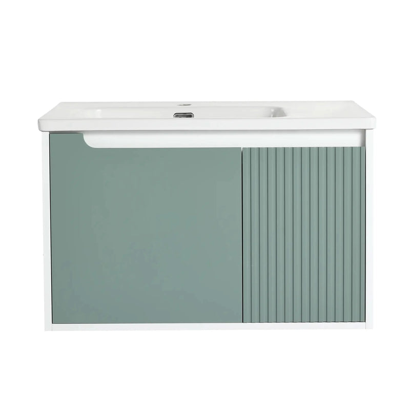 36" Mint Green Floating Bathroom Vanity with Sink & Soft Close Door, 20" Depth