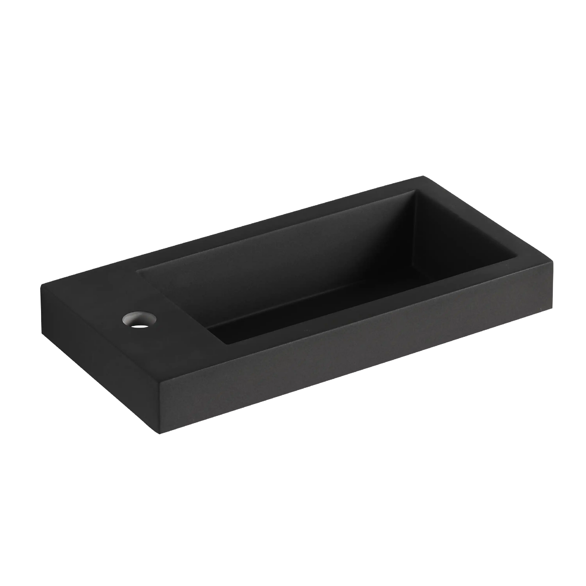 20 inch bathroom vanity matte black resin sink top detail view | Ace Decor