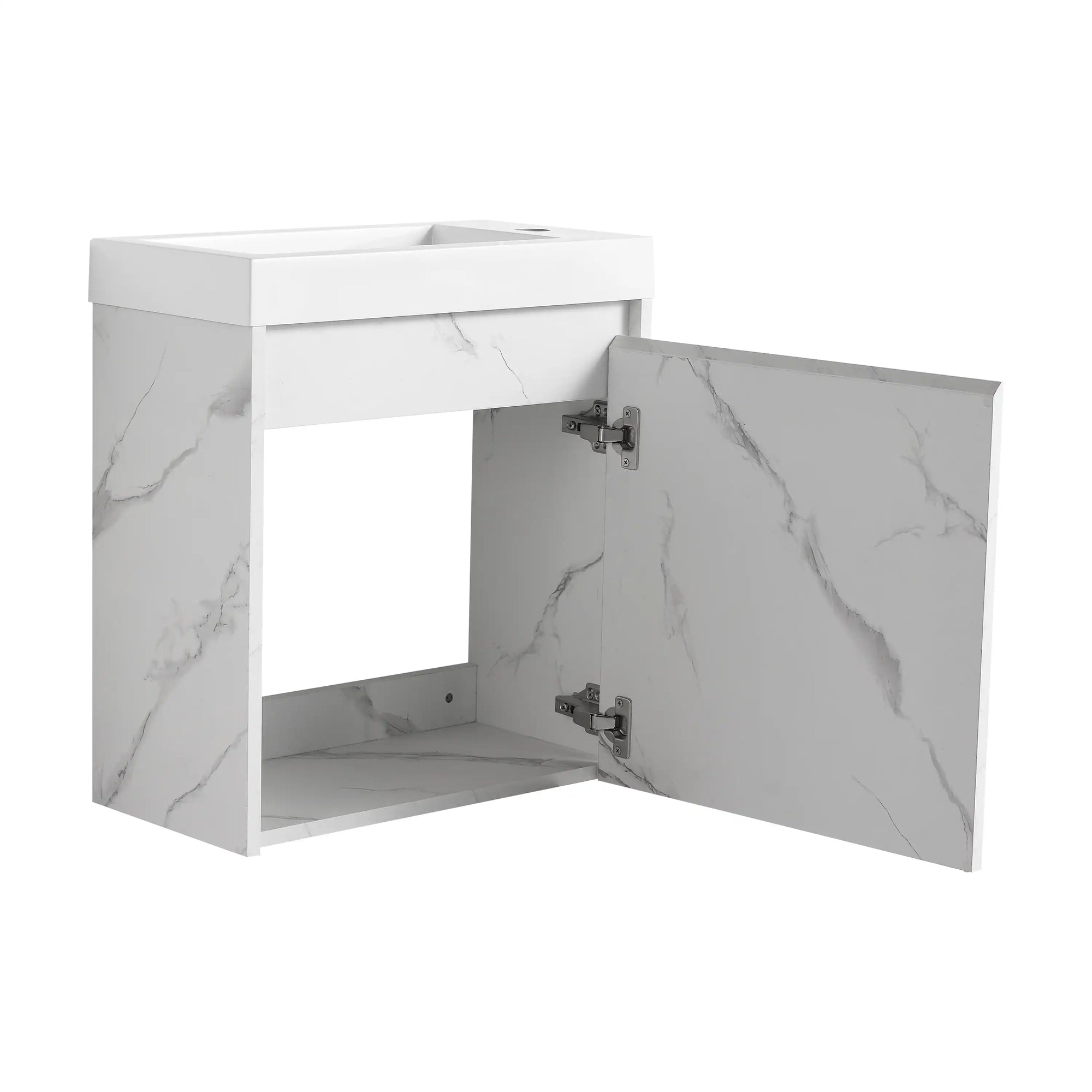 20 inch bathroom vanity with sink open door interior storage view | Ace Decor