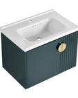28 inch floating vanity small bathroom with integrated ceramic sink and fluted panel design | Ace Decor