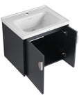 24 inch bathroom black vanity with open cabinet storage and soft-close doors | Ace Decor