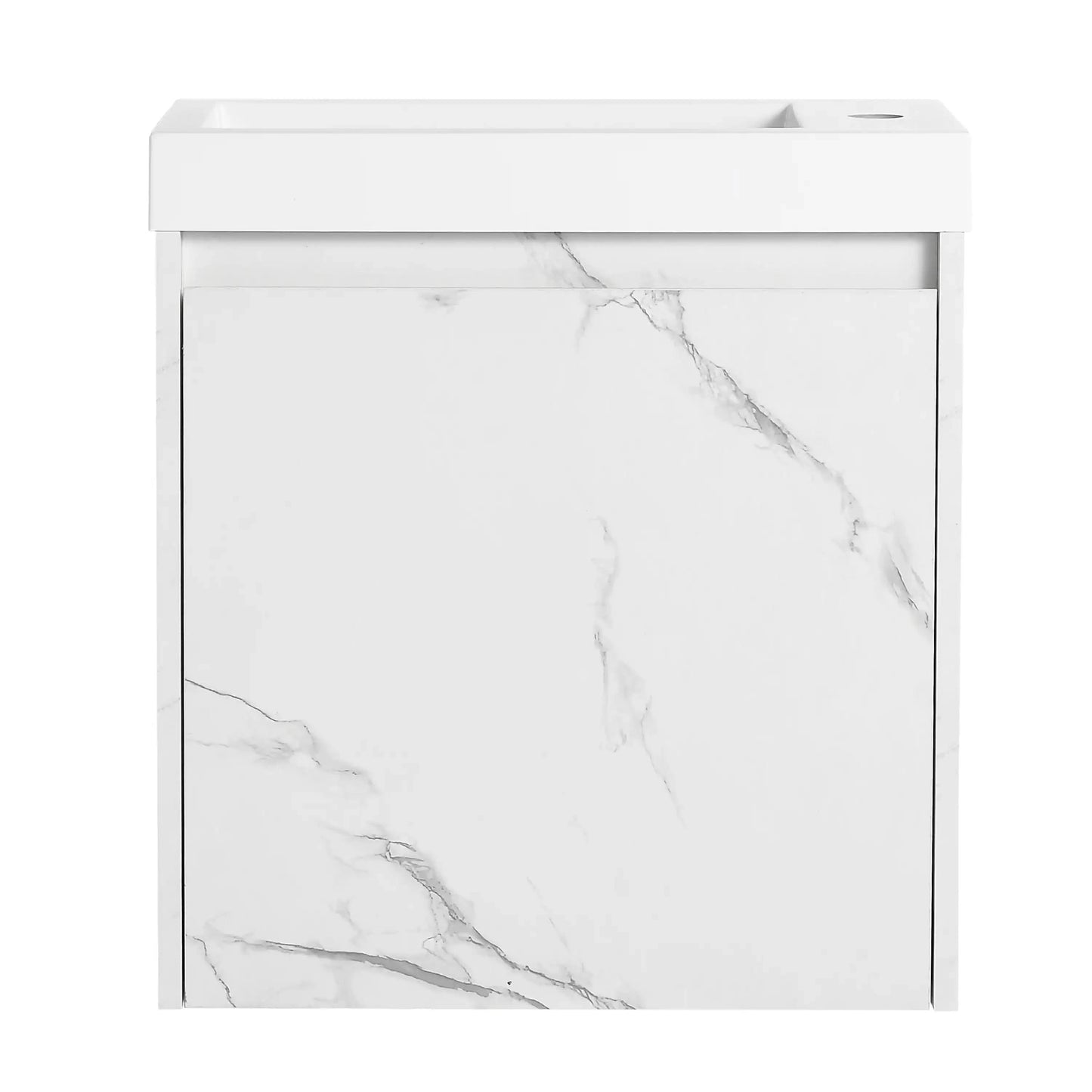 20" Floating Wall-Mounted Bathroom Vanity with White Resin Sink & Soft-Close Door color: White