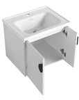Open cabinet storage of floating bathroom vanity 24 inch | Ace Decor