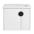 Front view of floating bathroom vanity 24 inch with fluted panel and integrated sink, 24 inch size | Ace Decor